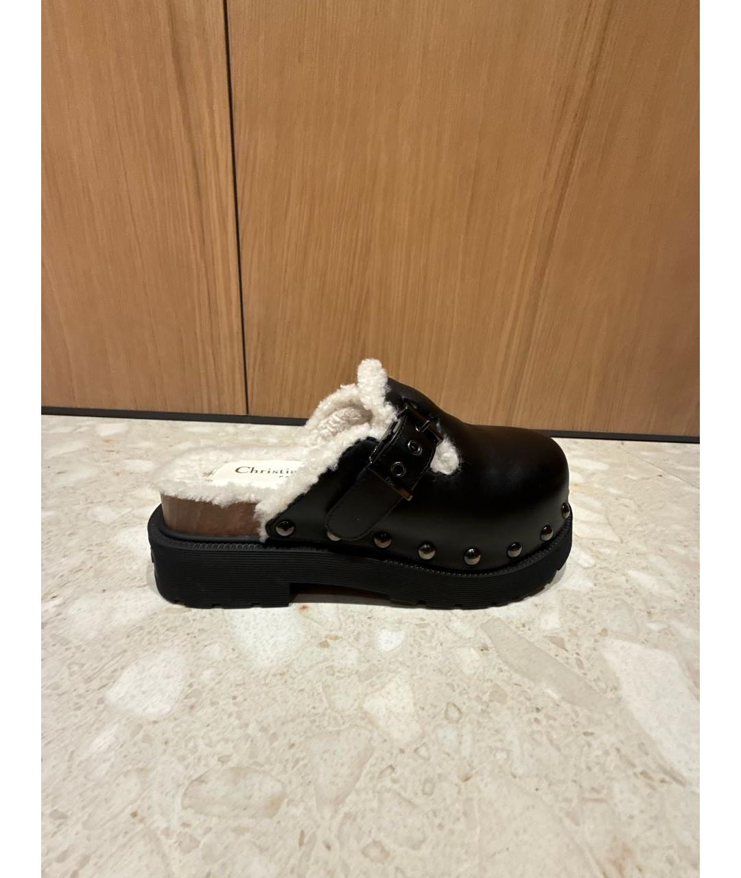 CHRISTIAN DIOR Черные кожаные сабо, фото 8