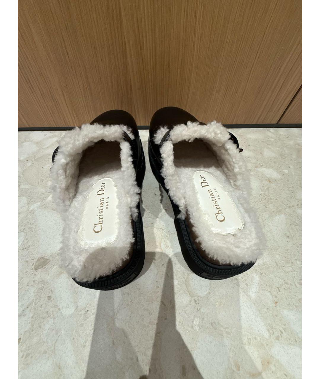 CHRISTIAN DIOR Черные кожаные сабо, фото 5