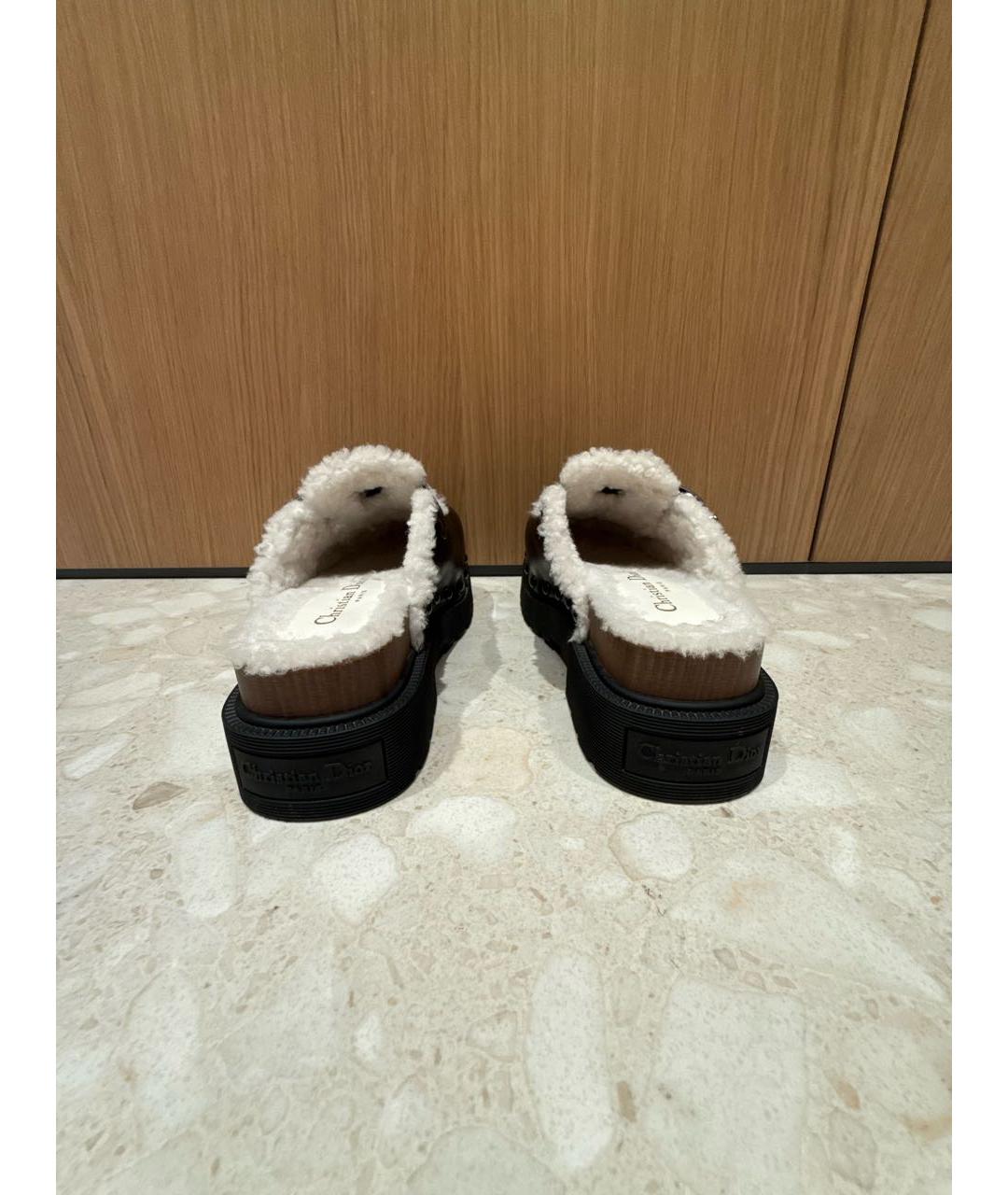 CHRISTIAN DIOR Черные кожаные сабо, фото 4