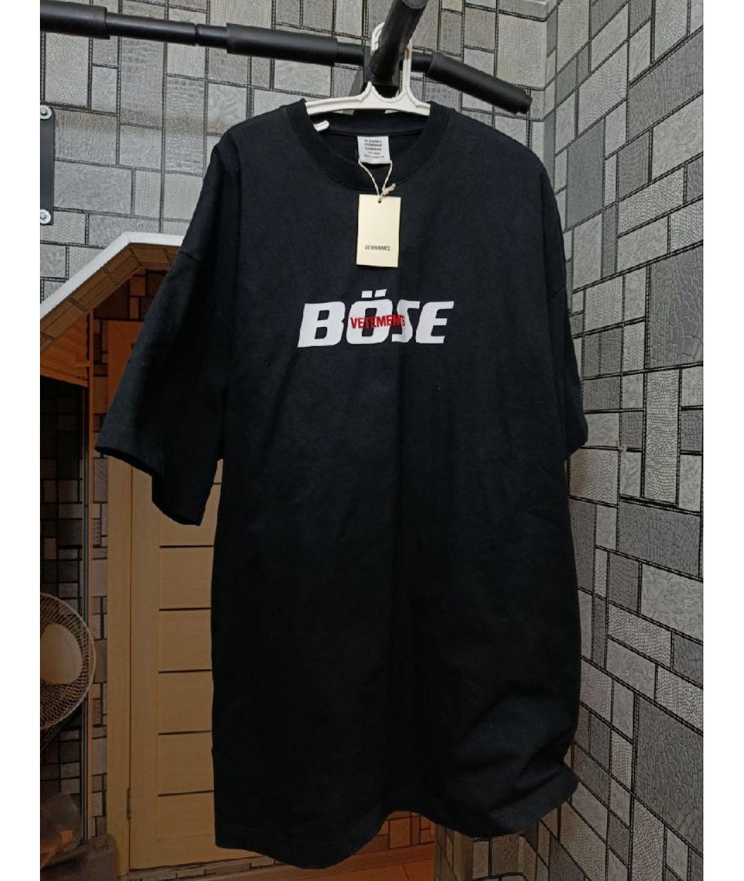 VETEMENTS Черная хлопковая футболка, фото 9