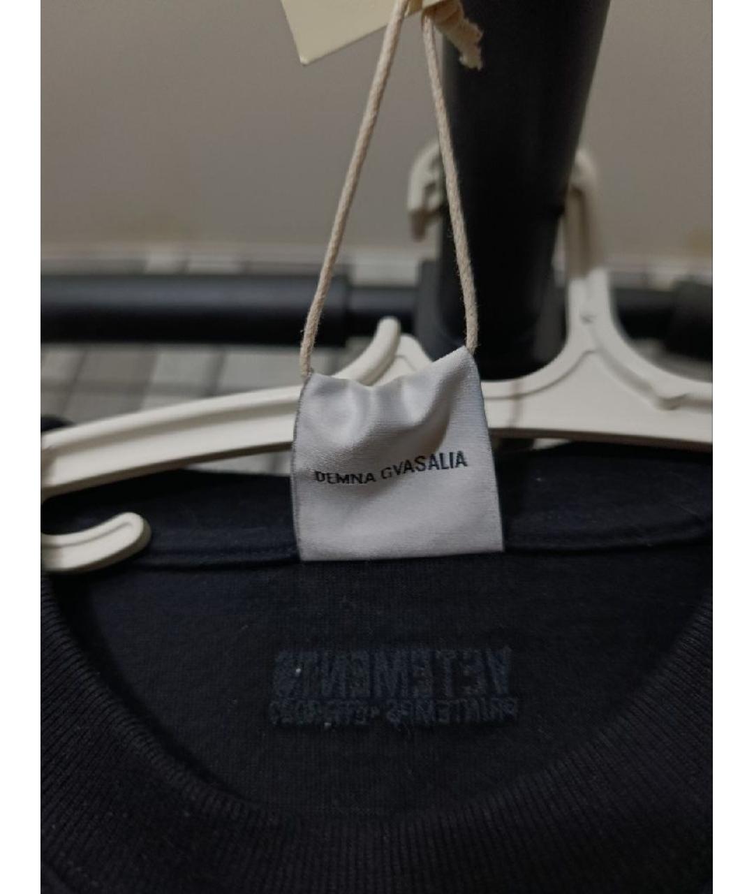 VETEMENTS Черная хлопковая футболка, фото 6