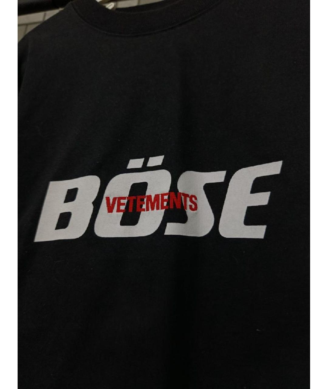 VETEMENTS Черная хлопковая футболка, фото 3