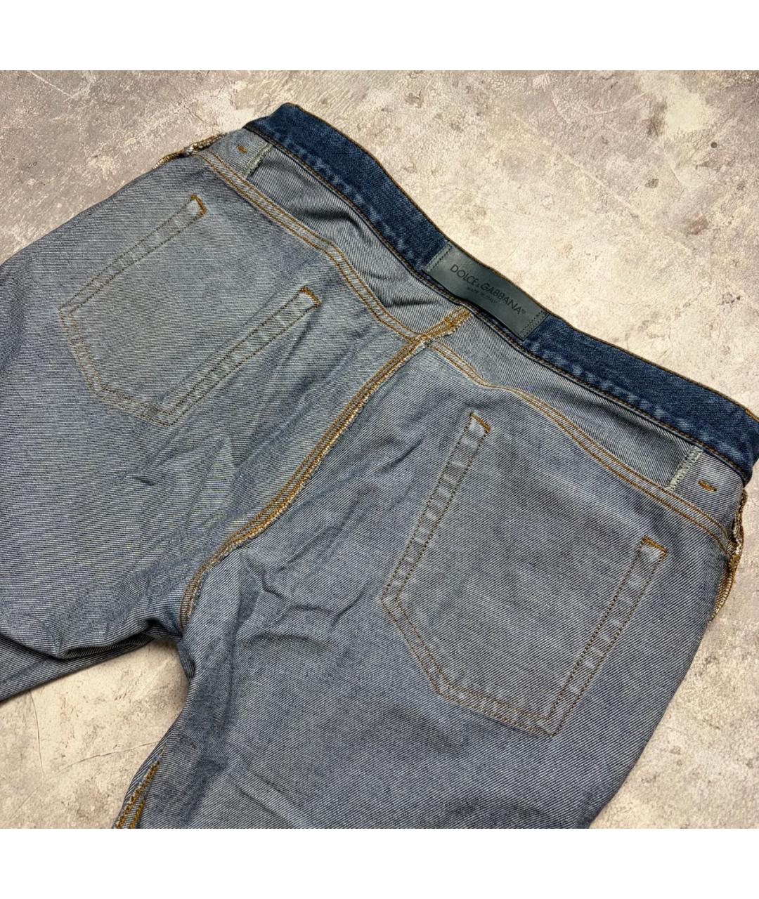 DOLCE&GABBANA Синие хлопковые прямые джинсы, фото 4