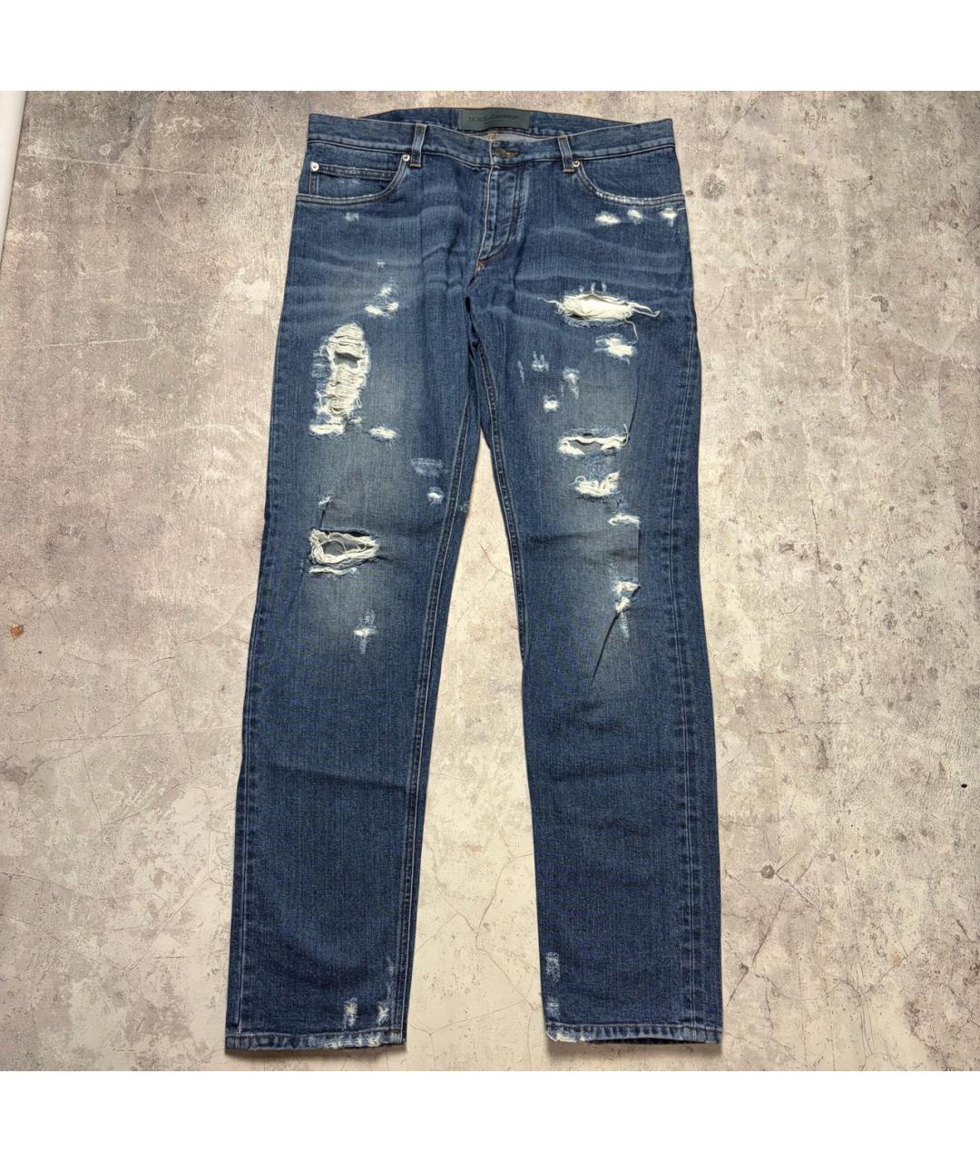 DOLCE&GABBANA Синие хлопковые прямые джинсы, фото 6