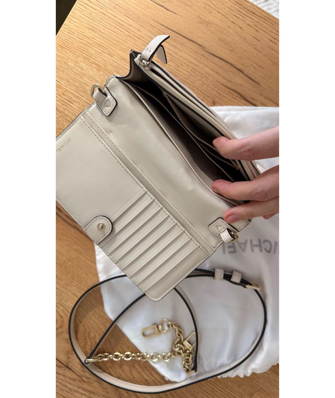 MICHAEL KORS Бежевая сумка через плечо из искусственной кожи, фото 4