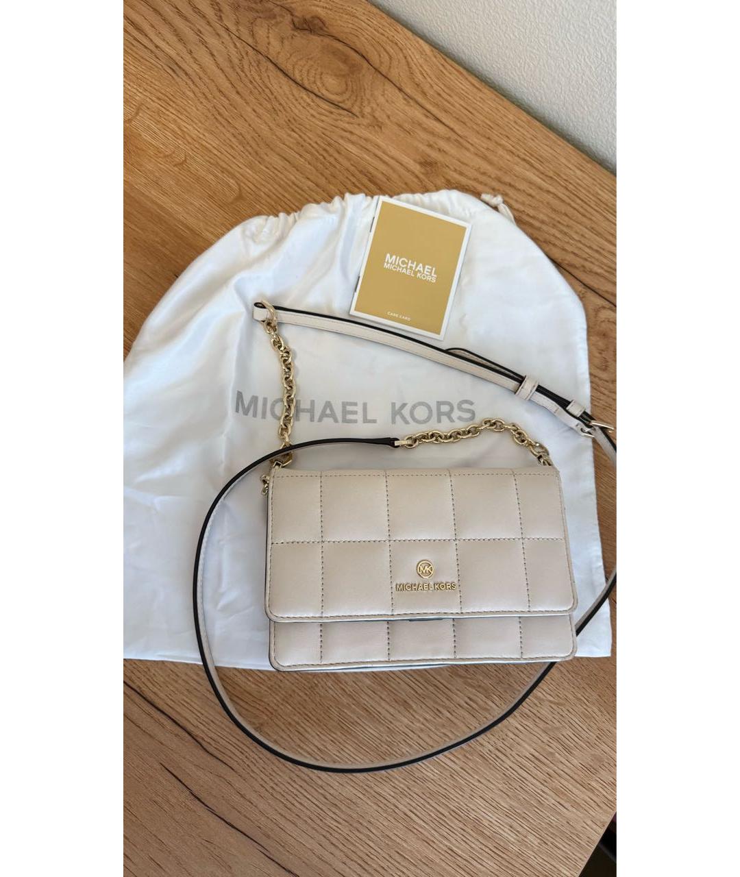 MICHAEL KORS Бежевая сумка через плечо из искусственной кожи, фото 9