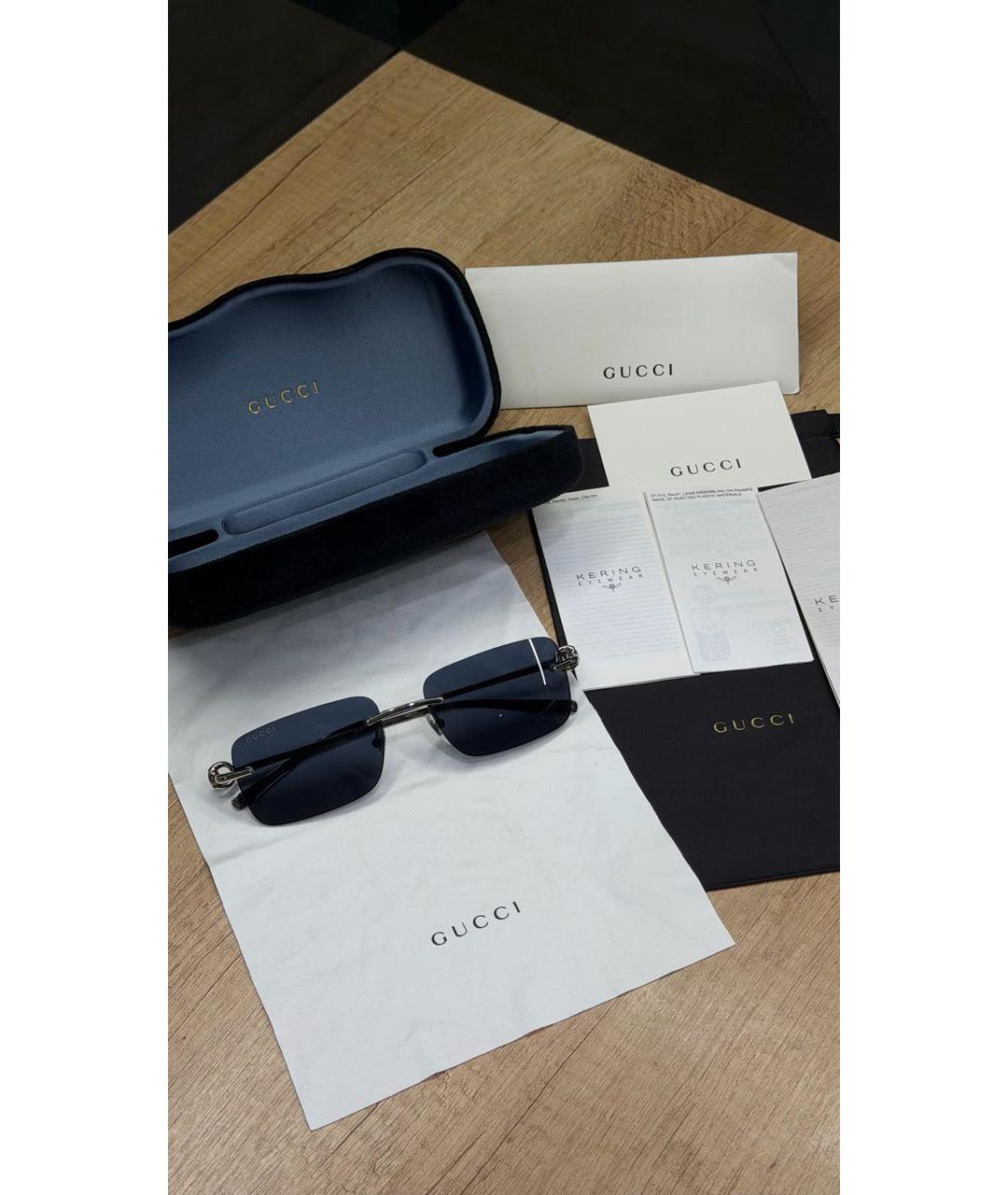 GUCCI Серебряные металлические солнцезащитные очки, фото 4