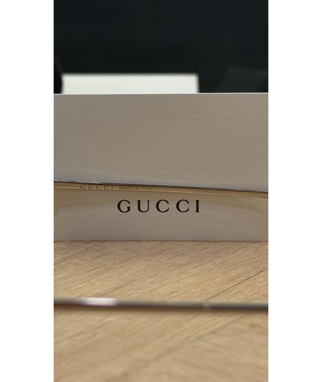 GUCCI Серебряные металлические солнцезащитные очки, фото 5