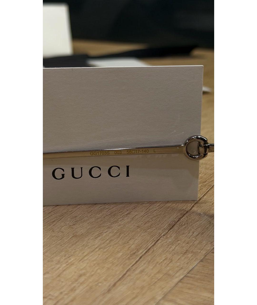 GUCCI Серебряные металлические солнцезащитные очки, фото 6