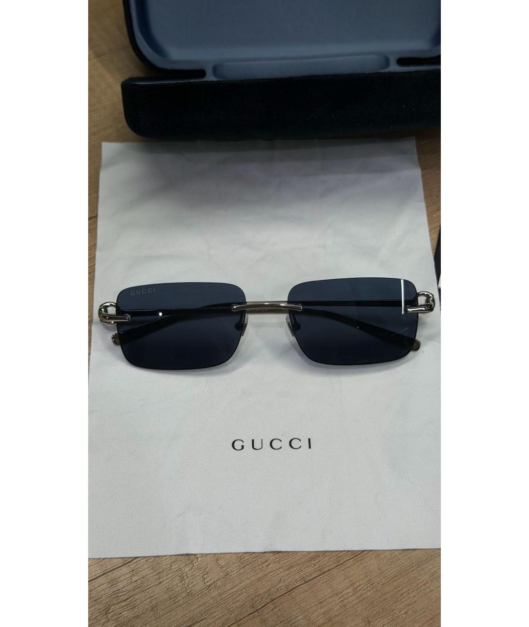 GUCCI Серебряные металлические солнцезащитные очки, фото 9