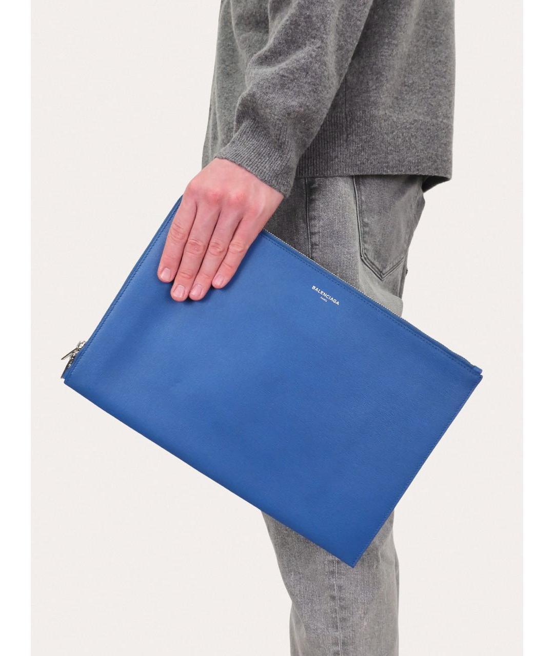 BALENCIAGA Синяя кожаная папка для документов, фото 8
