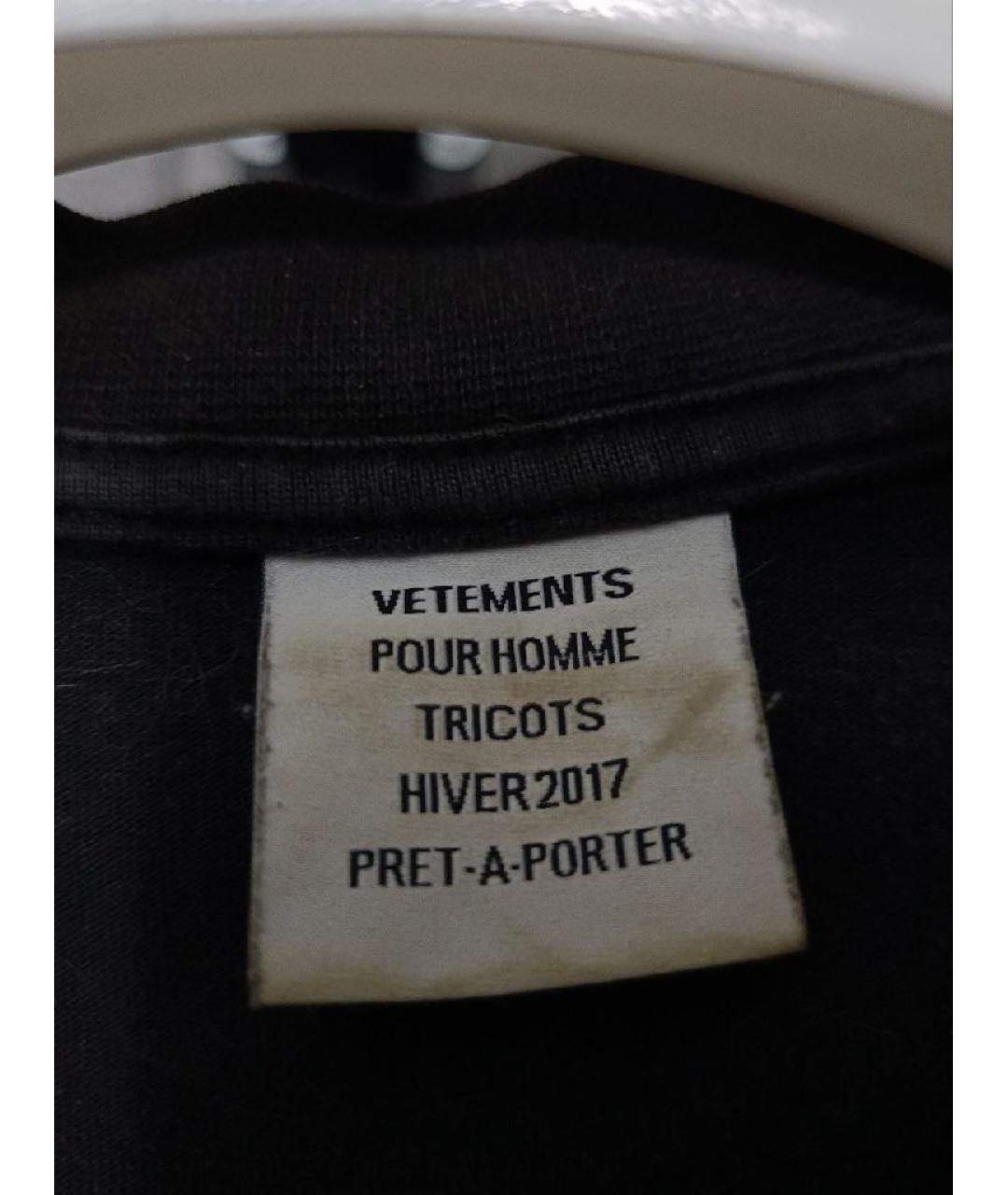 VETEMENTS Черная хлопковая футболка, фото 5