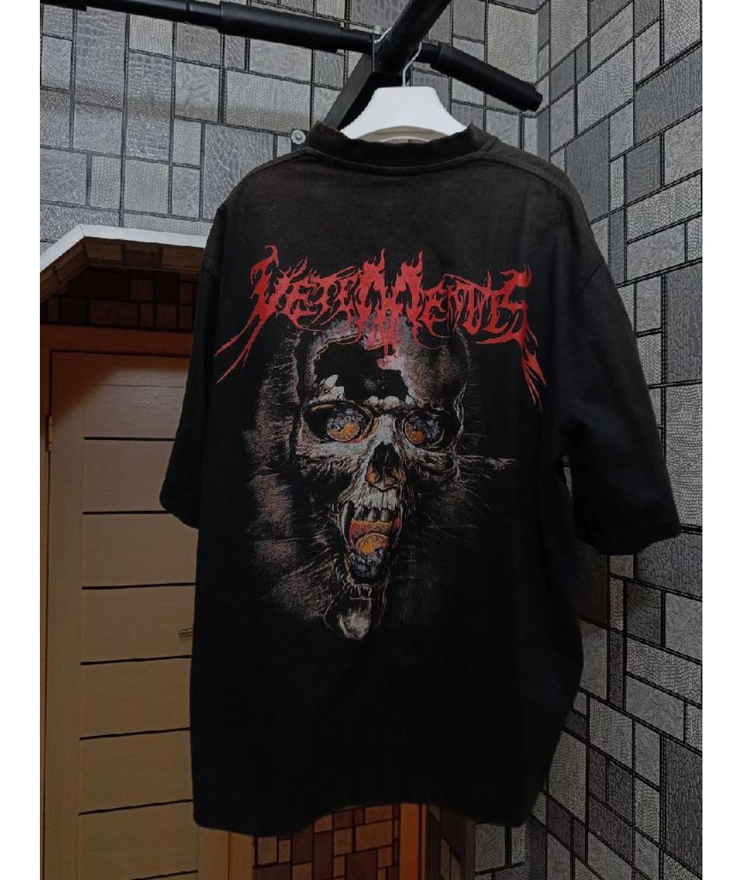 VETEMENTS Черная хлопковая футболка, фото 2