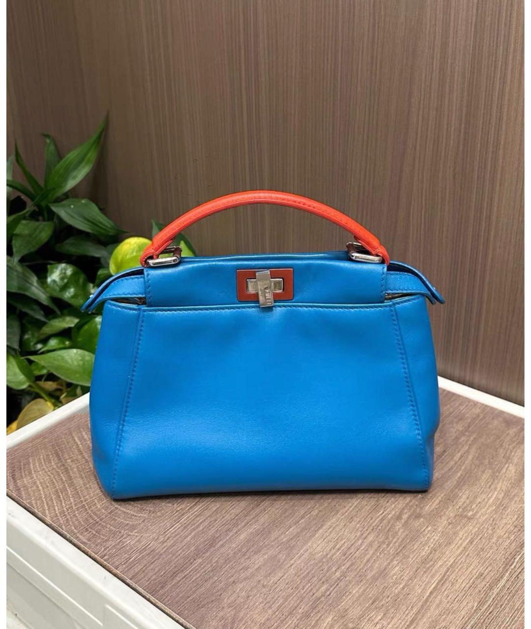 FENDI Синяя кожаная сумка через плечо, фото 2