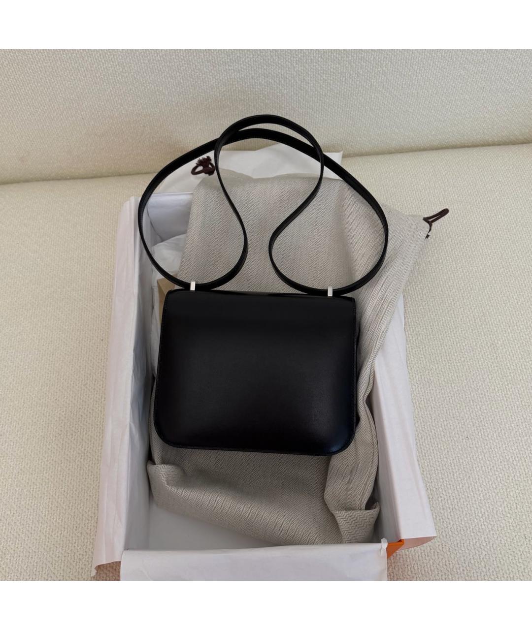 HERMES Черная кожаная сумка через плечо, фото 3