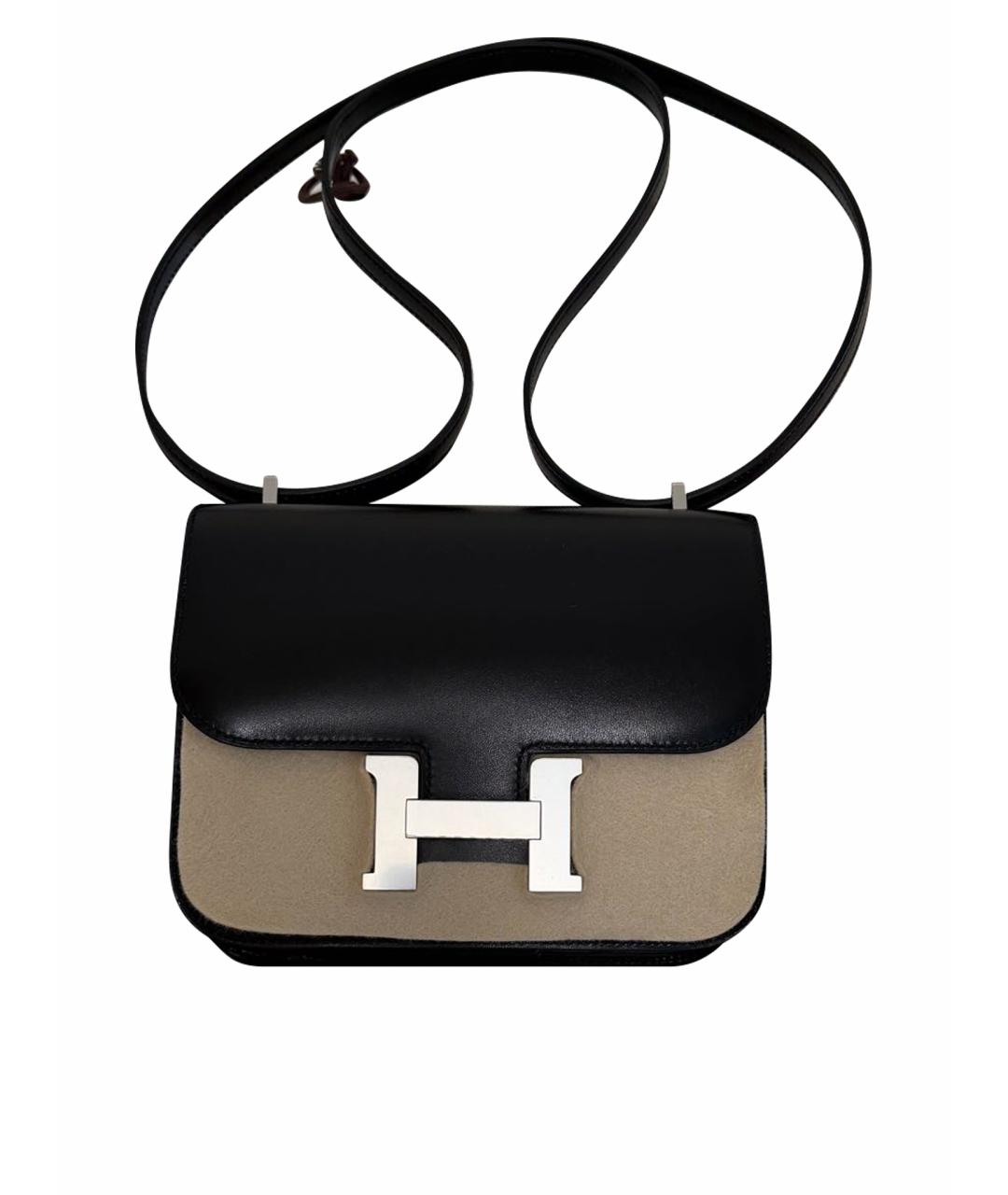 HERMES Черная кожаная сумка через плечо, фото 1