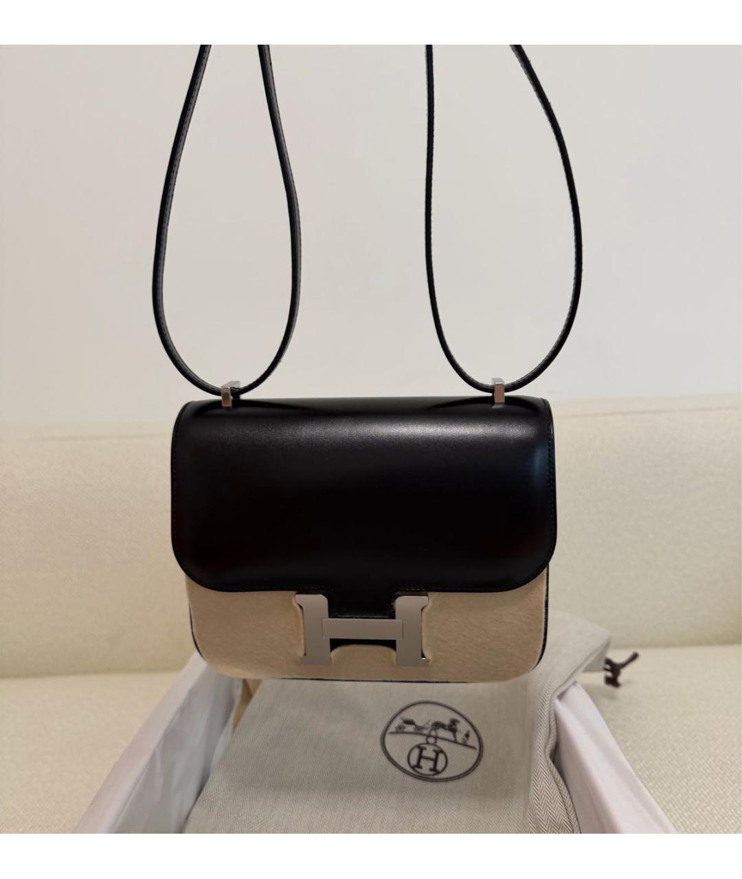 HERMES Черная кожаная сумка через плечо, фото 5