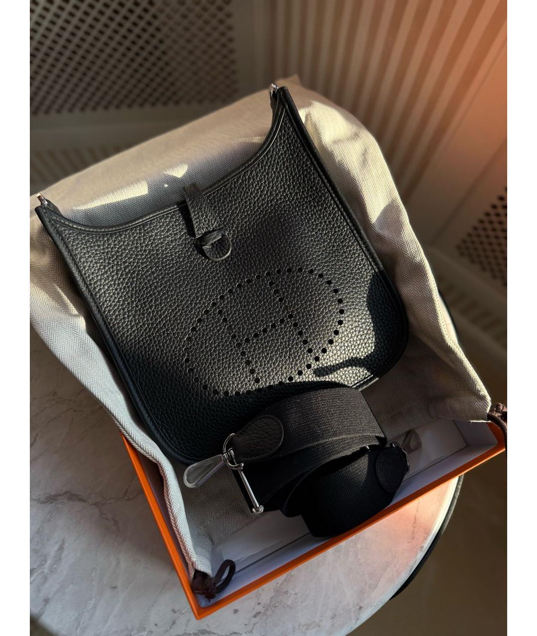 HERMES Черная кожаная сумка через плечо, фото 2