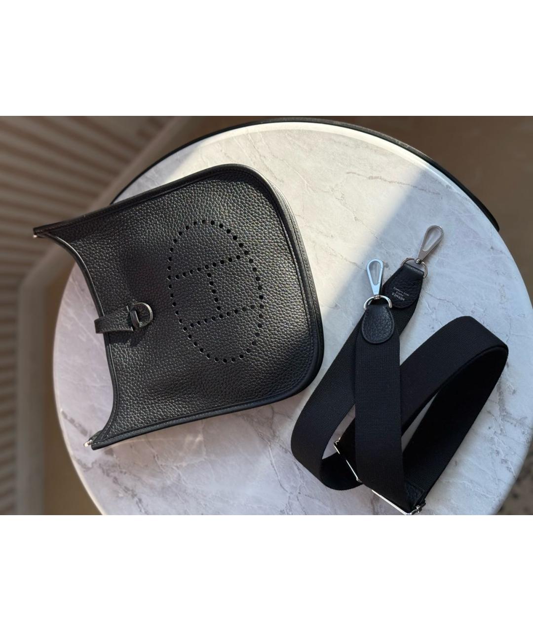 HERMES Черная кожаная сумка через плечо, фото 3