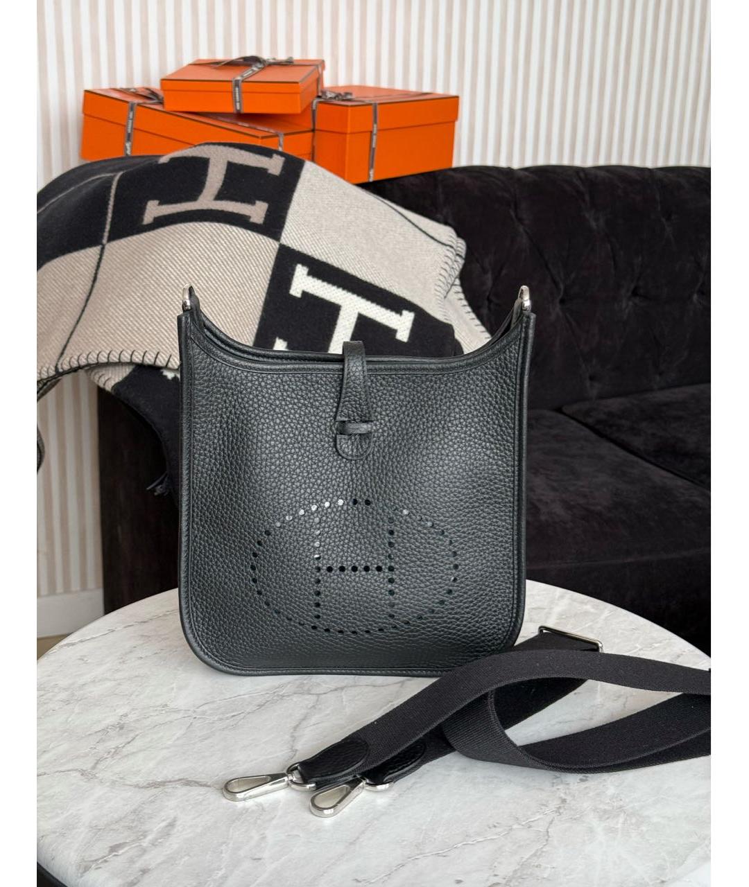 HERMES Черная кожаная сумка через плечо, фото 4