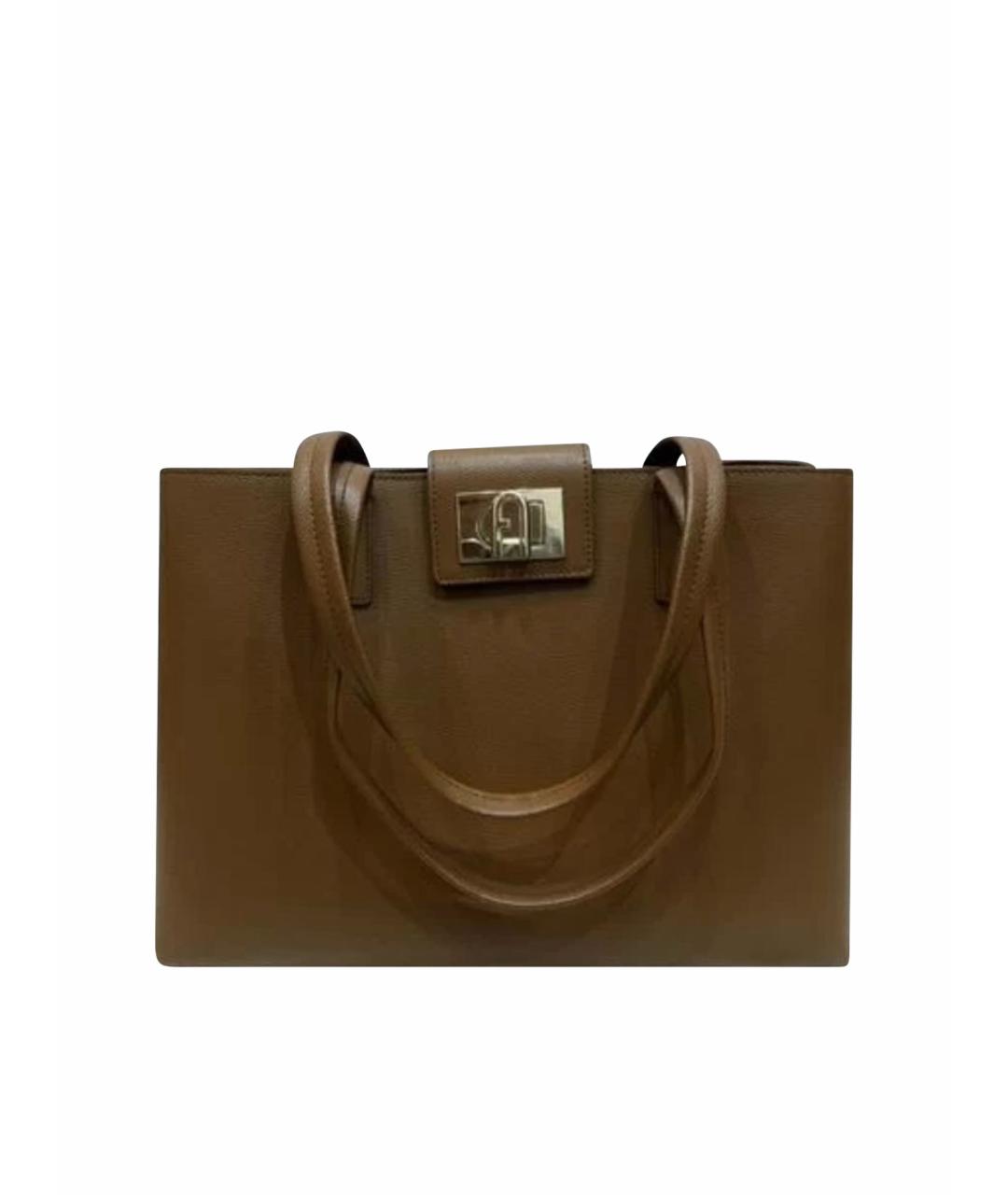 FURLA Коричневая сумка тоут из искусственной кожи, фото 1