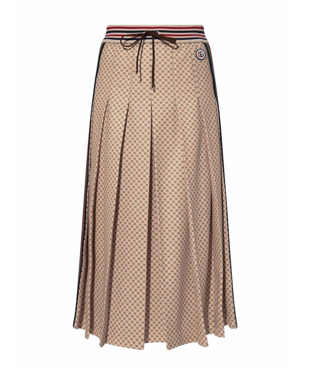 GUCCI Бежевая шерстяная юбка миди, фото 1