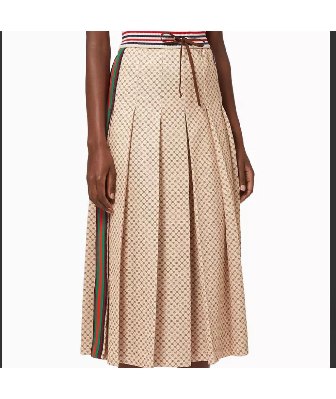 GUCCI Бежевая шерстяная юбка миди, фото 4