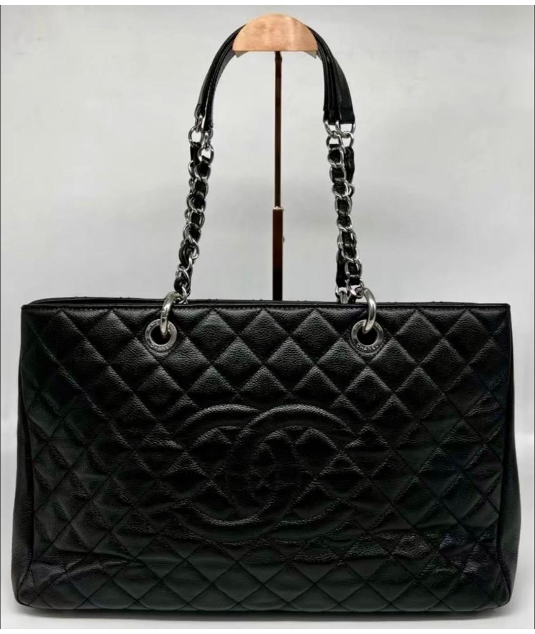 CHANEL Черная кожаная сумка тоут, фото 4