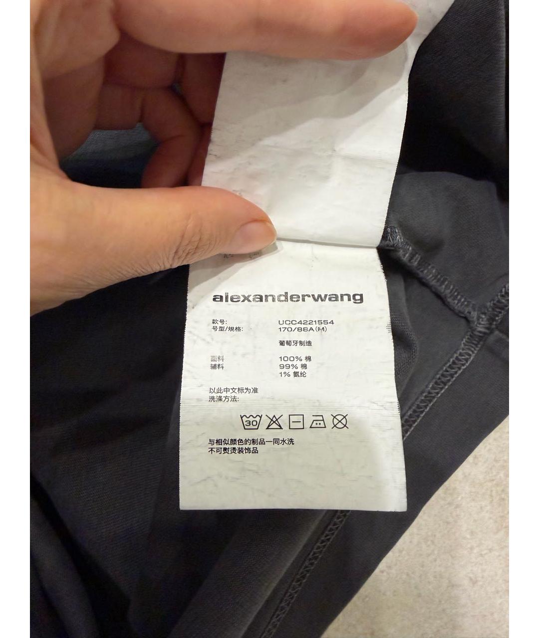 ALEXANDER WANG Серая хлопковая футболка, фото 5