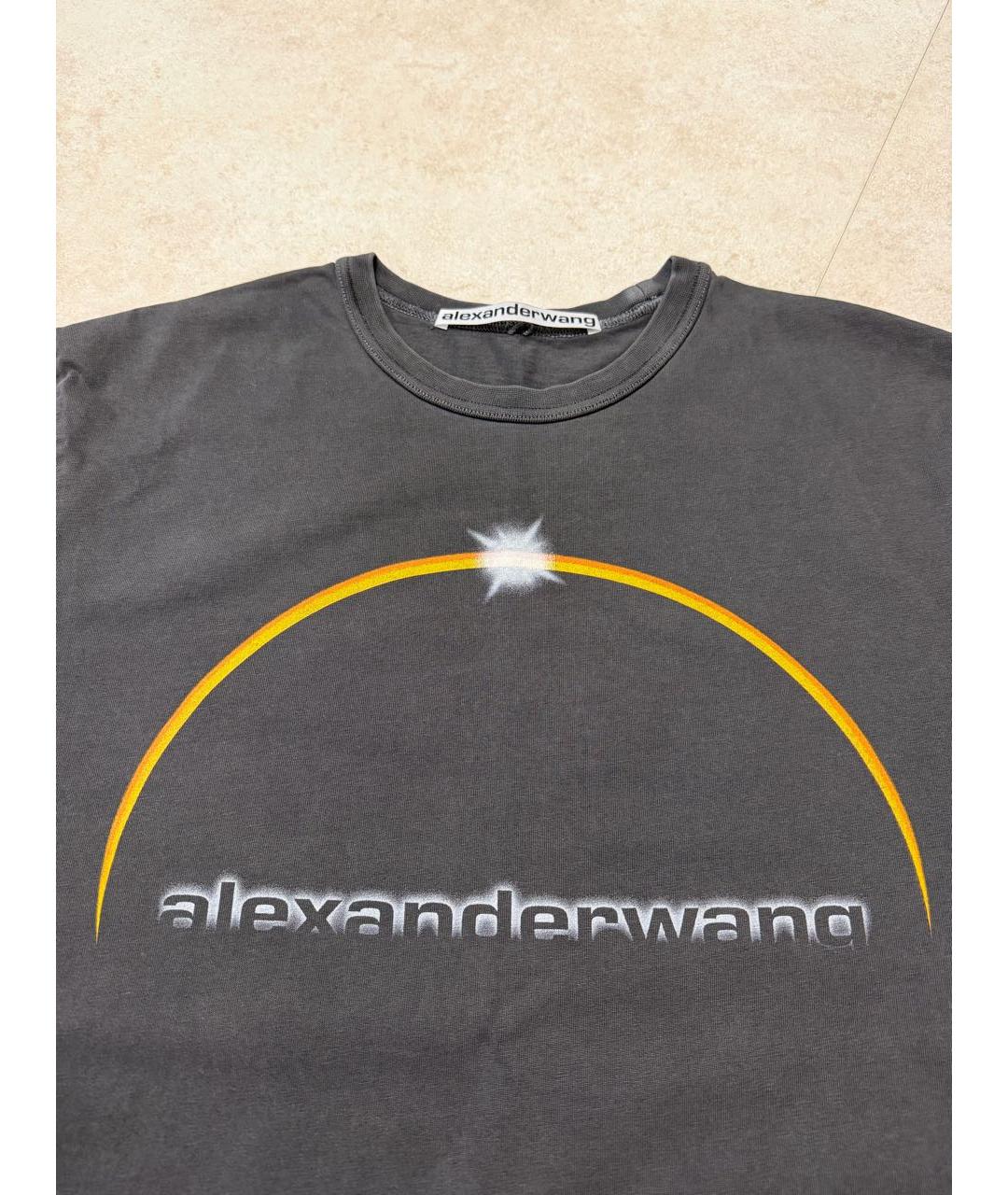 ALEXANDER WANG Серая хлопковая футболка, фото 2