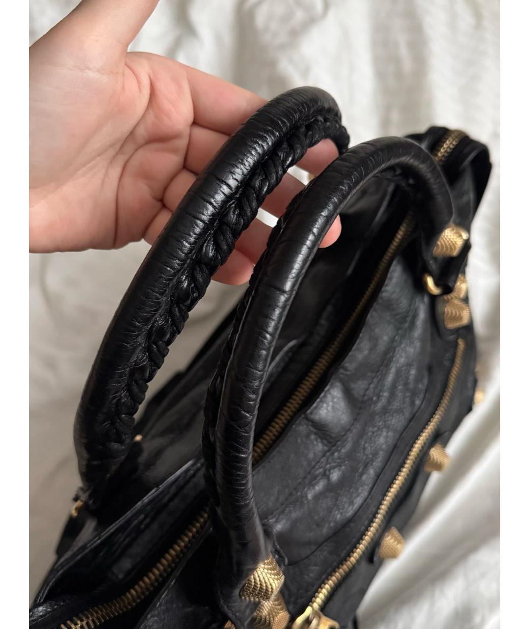BALENCIAGA Черная кожаная сумка с короткими ручками, фото 3