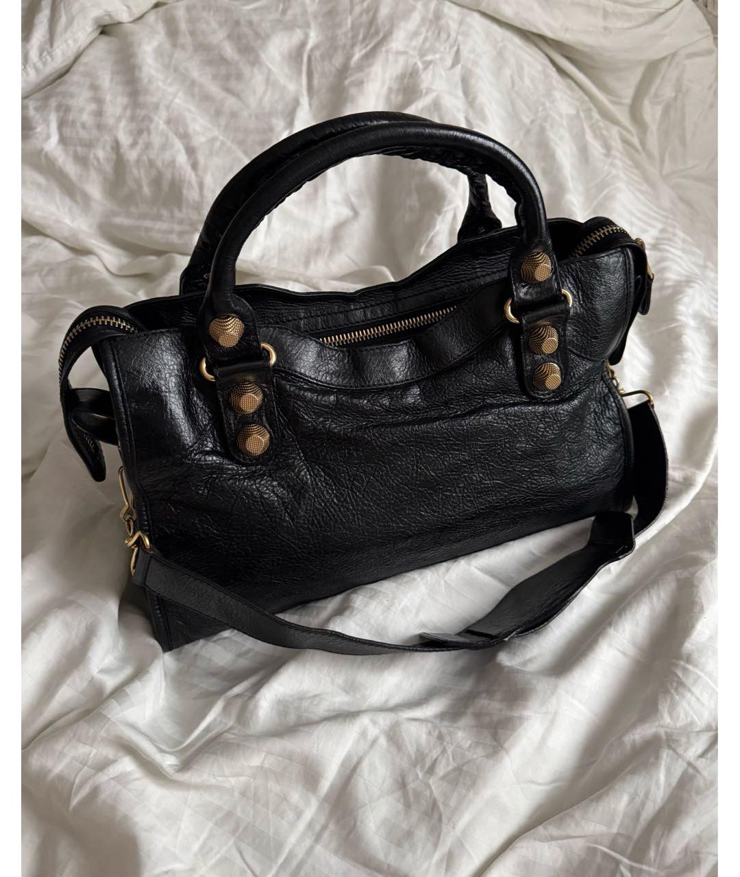 BALENCIAGA Черная кожаная сумка с короткими ручками, фото 2