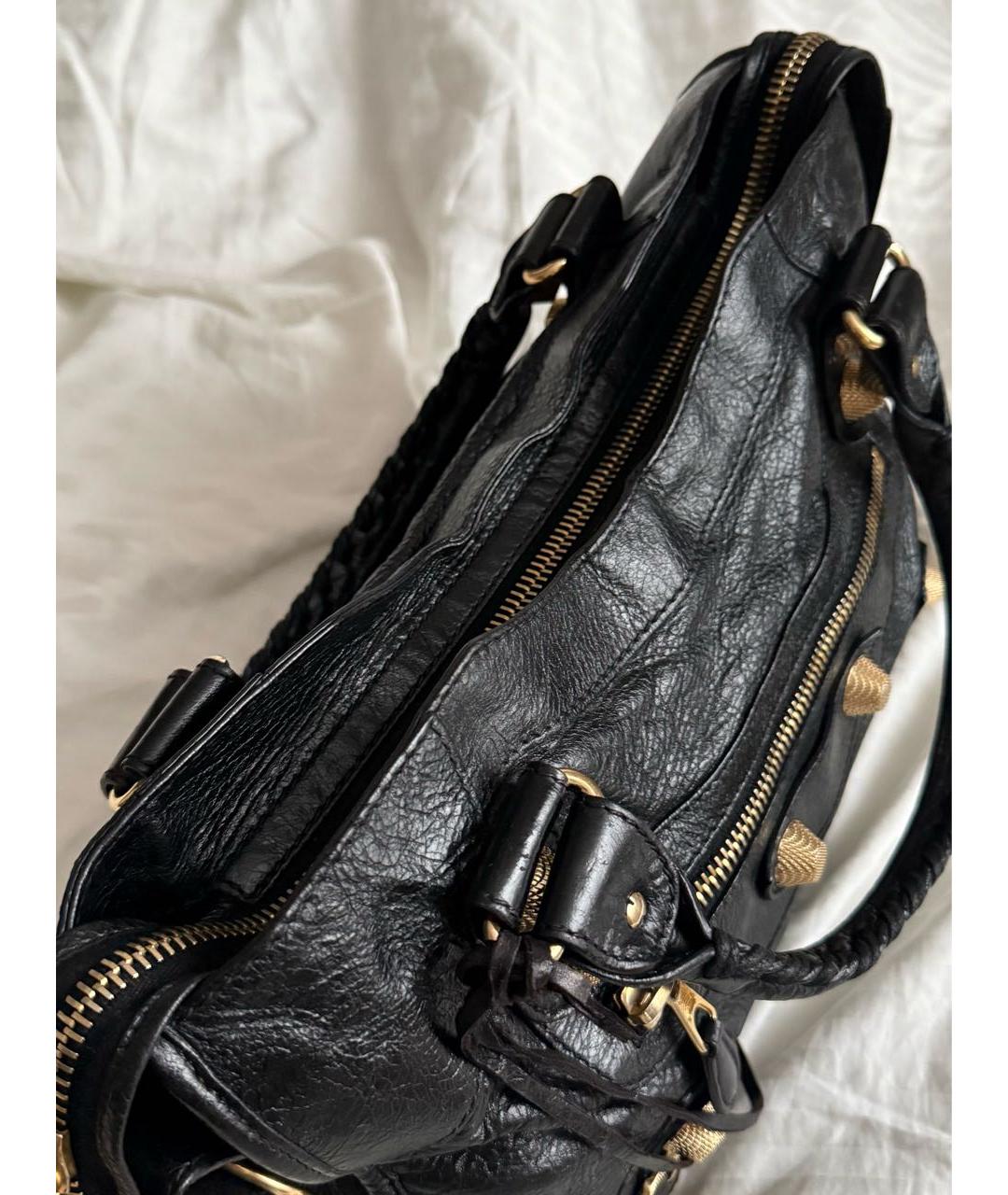 BALENCIAGA Черная кожаная сумка с короткими ручками, фото 4