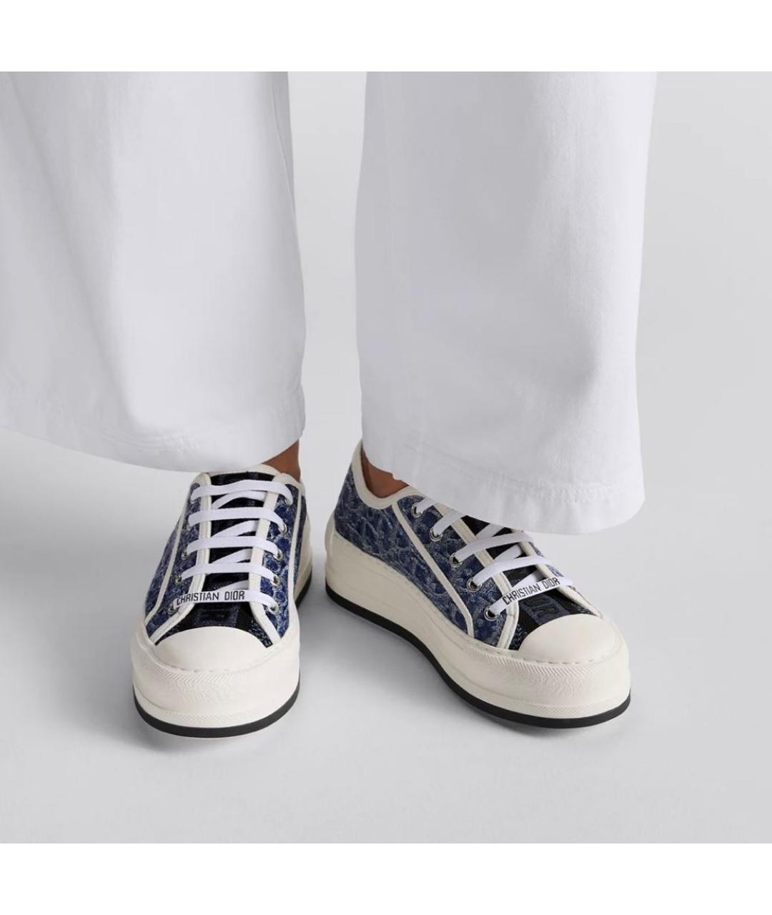 CHRISTIAN DIOR Синие текстильные кеды, фото 2