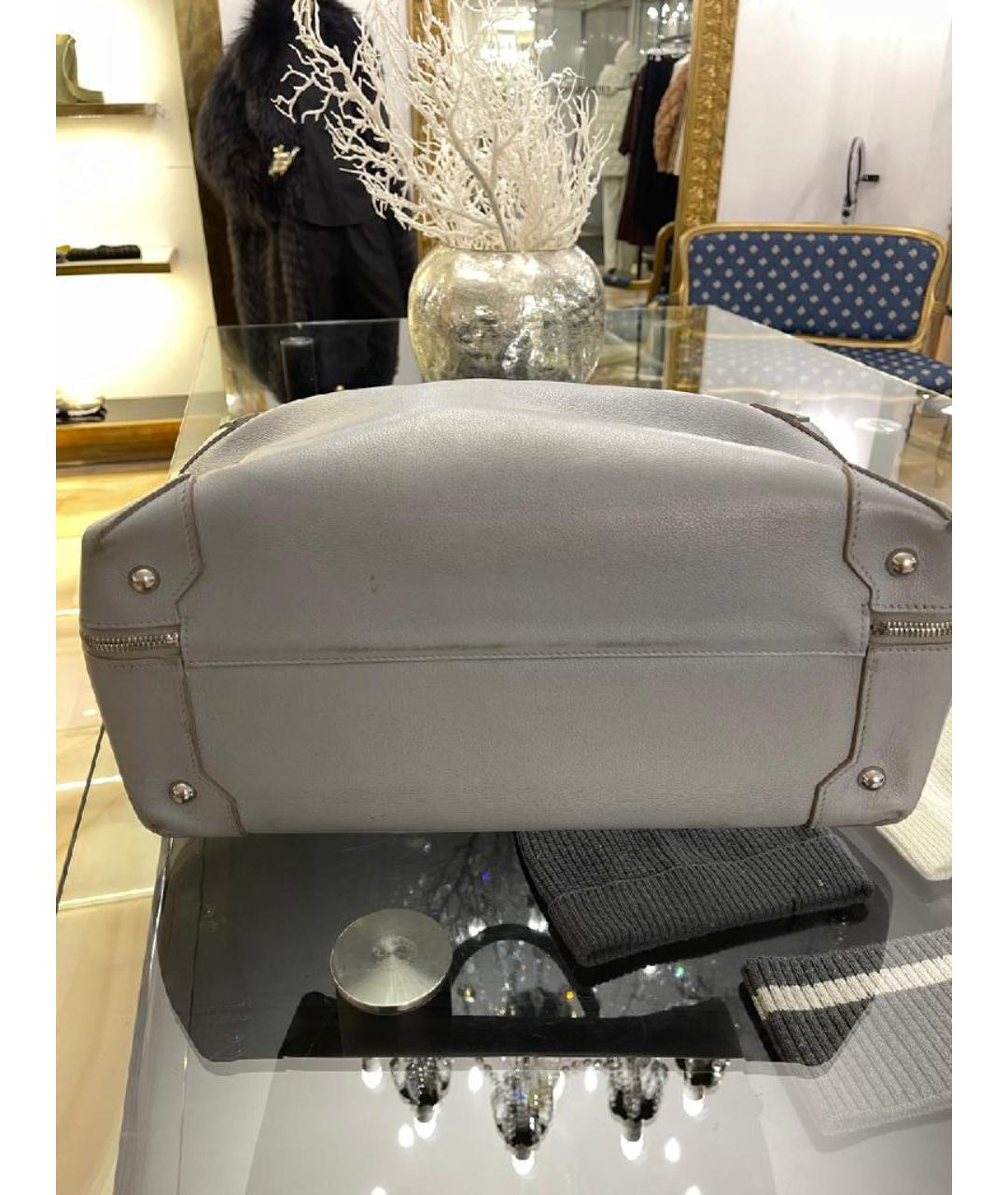 HERMES Серая кожаная сумка тоут, фото 7