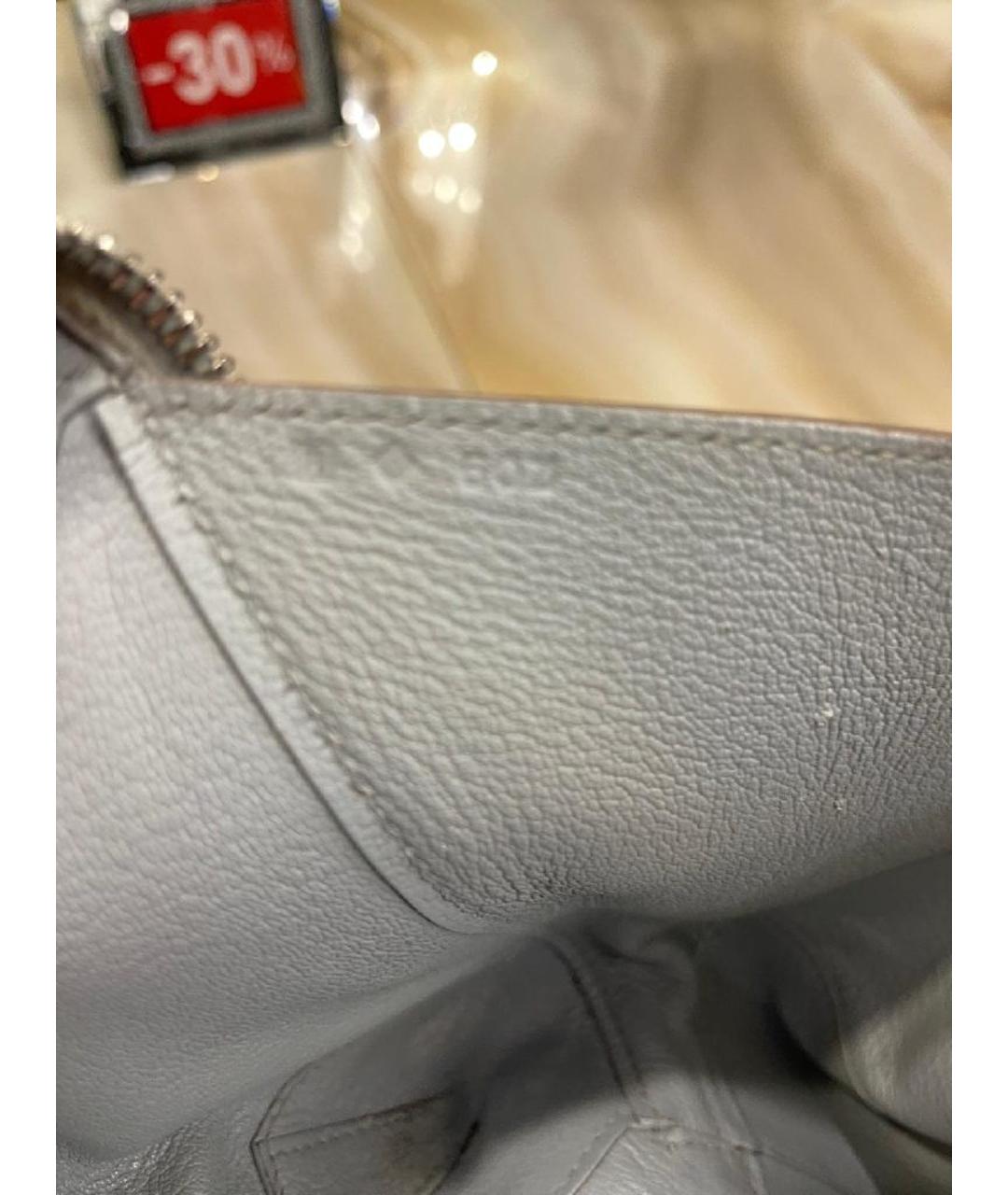 HERMES Серая кожаная сумка тоут, фото 6