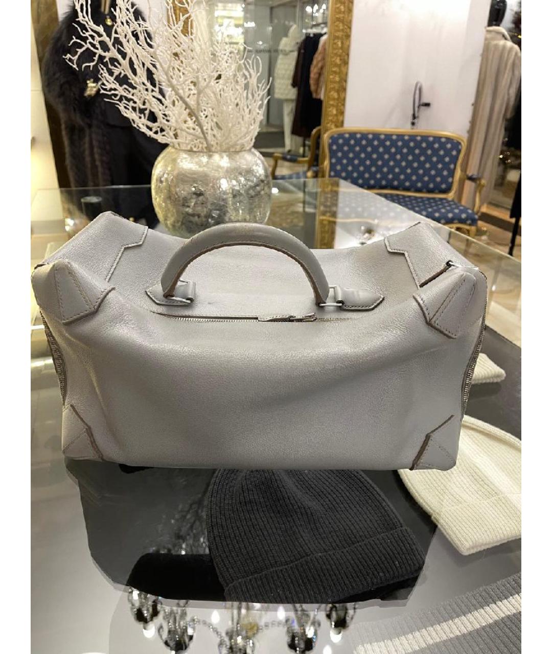 HERMES Серая кожаная сумка тоут, фото 2