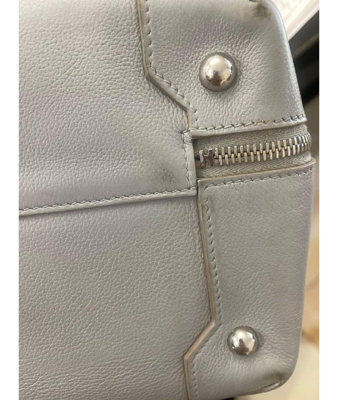 HERMES Серая кожаная сумка тоут, фото 8