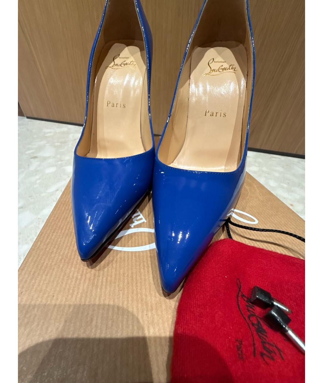 CHRISTIAN LOUBOUTIN Синие туфли из лакированной кожи, фото 6