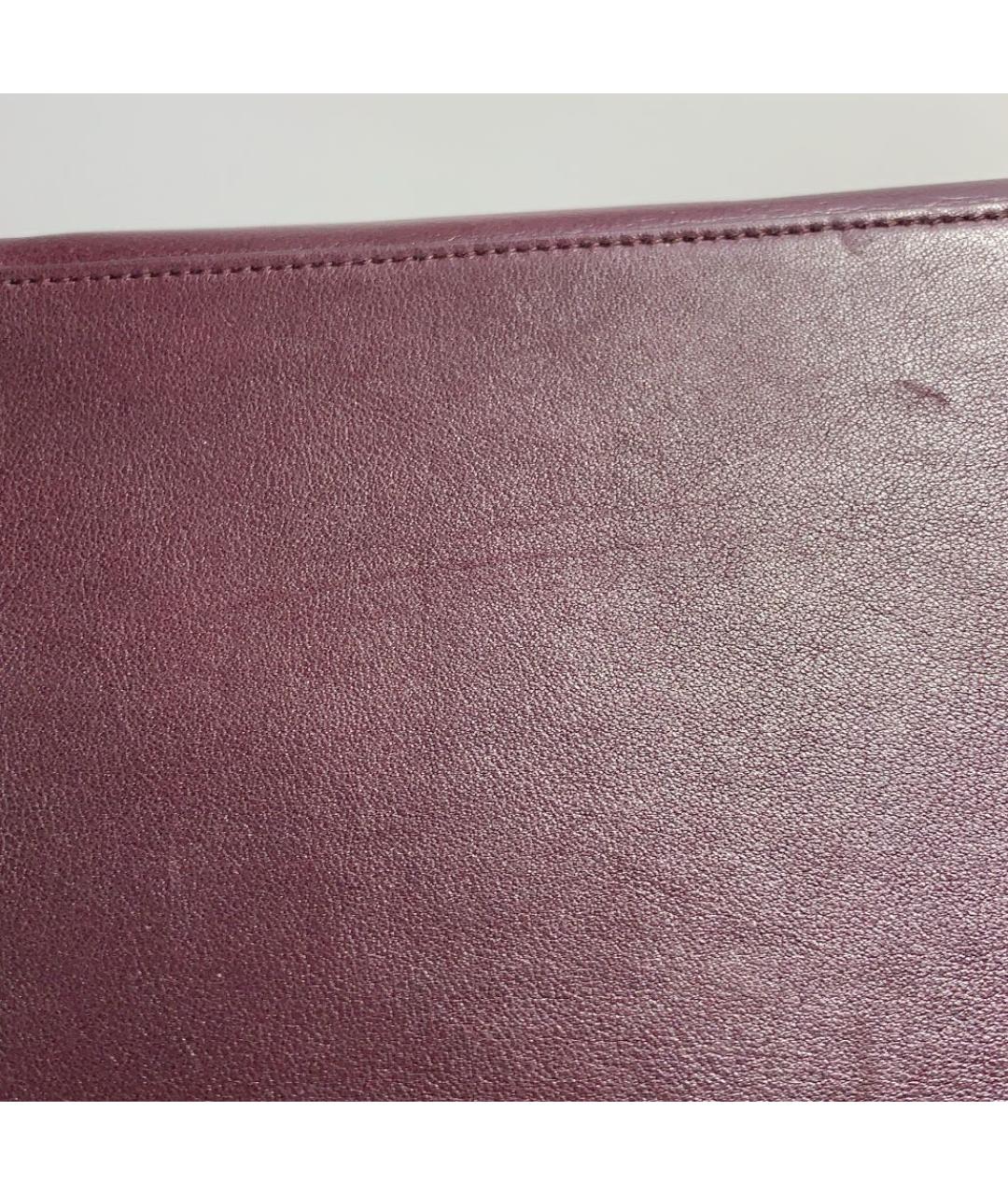 SAINT LAURENT Бордовая кожаная сумка тоут, фото 4