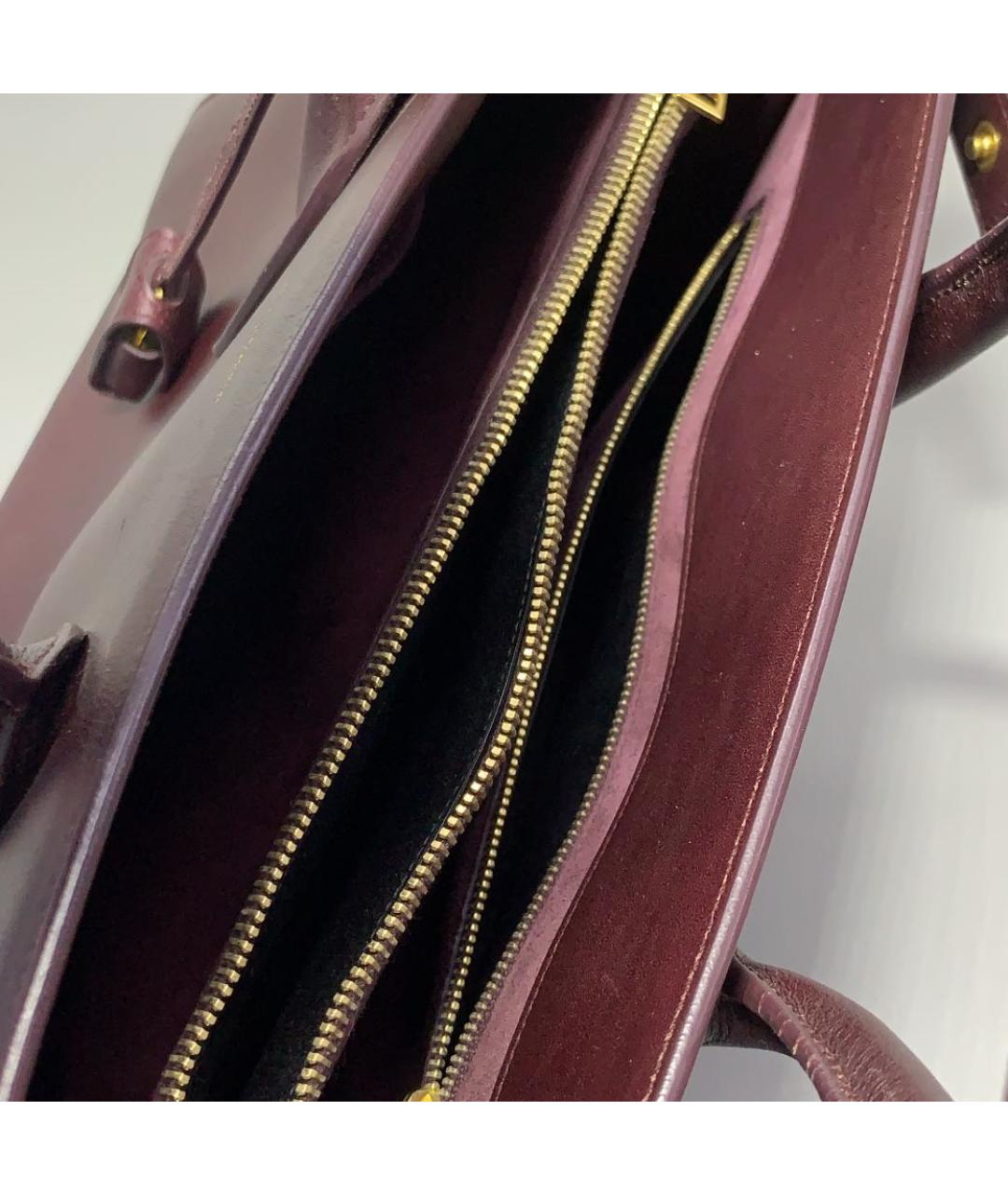 SAINT LAURENT Бордовая кожаная сумка тоут, фото 6