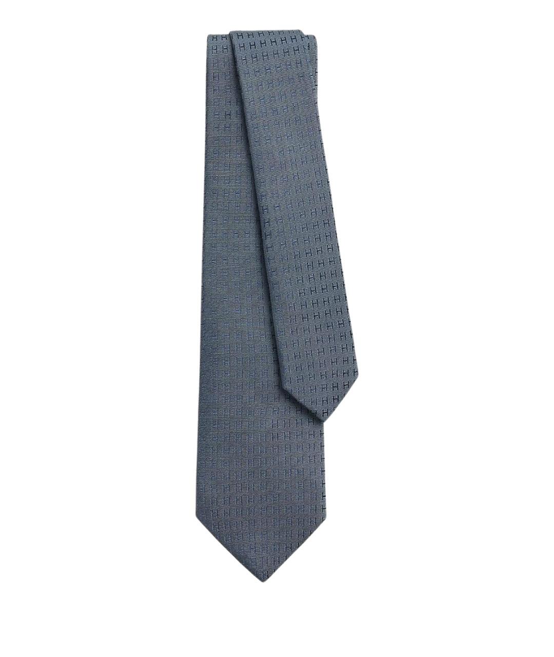 HERMES Серый шелковый галстук, фото 1