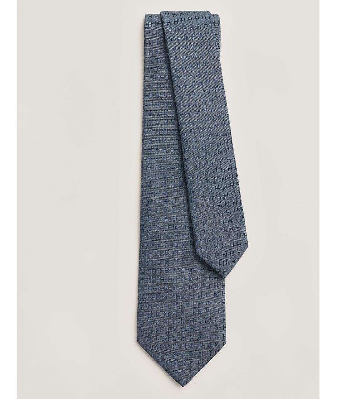 HERMES Серый шелковый галстук, фото 3