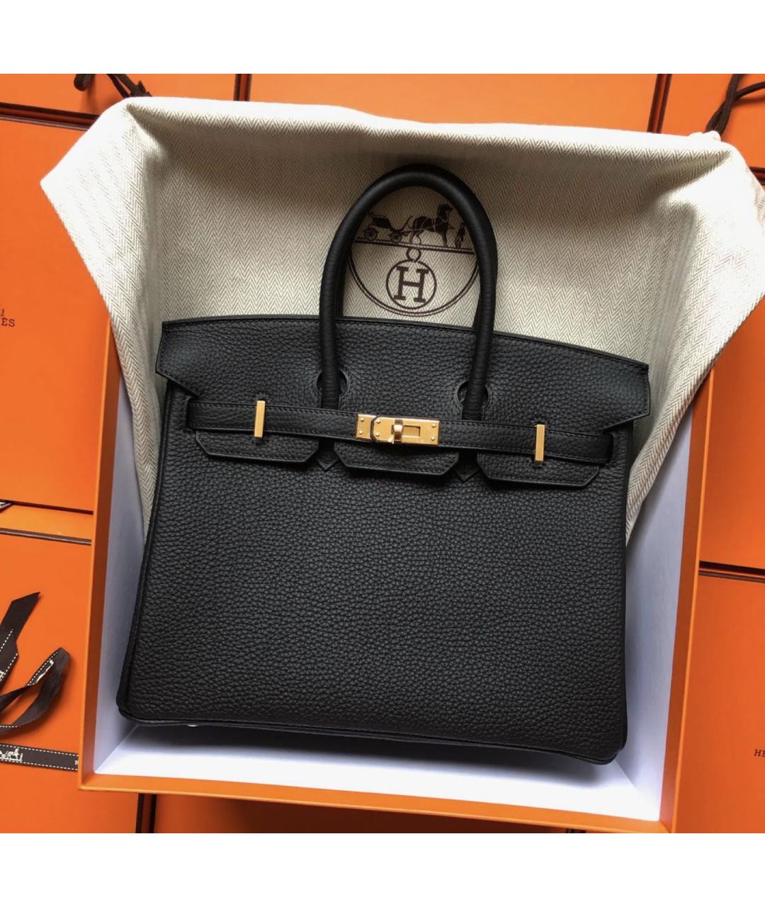 HERMES Черная кожаная сумка с короткими ручками, фото 2