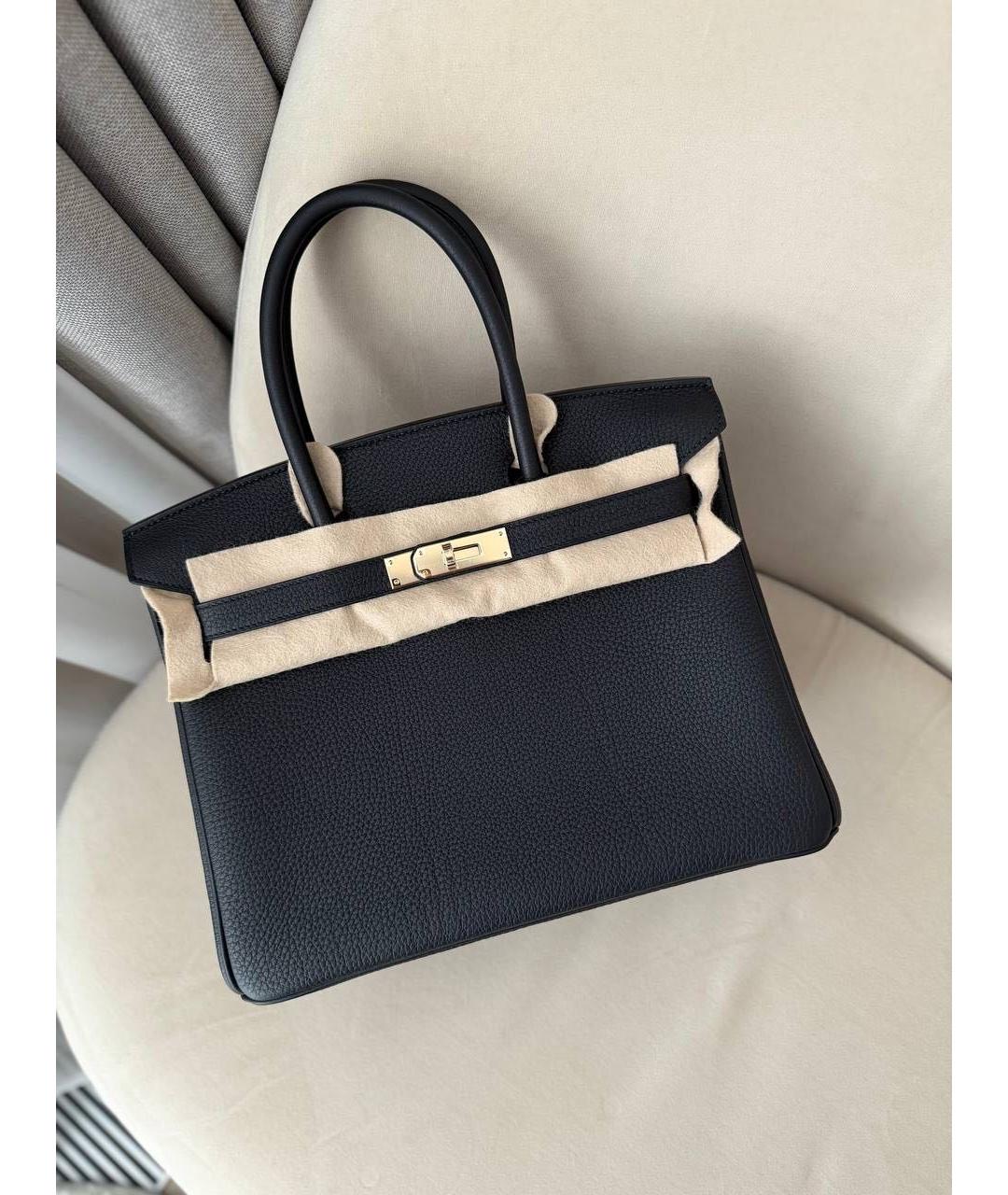 HERMES Черная кожаная сумка с короткими ручками, фото 2