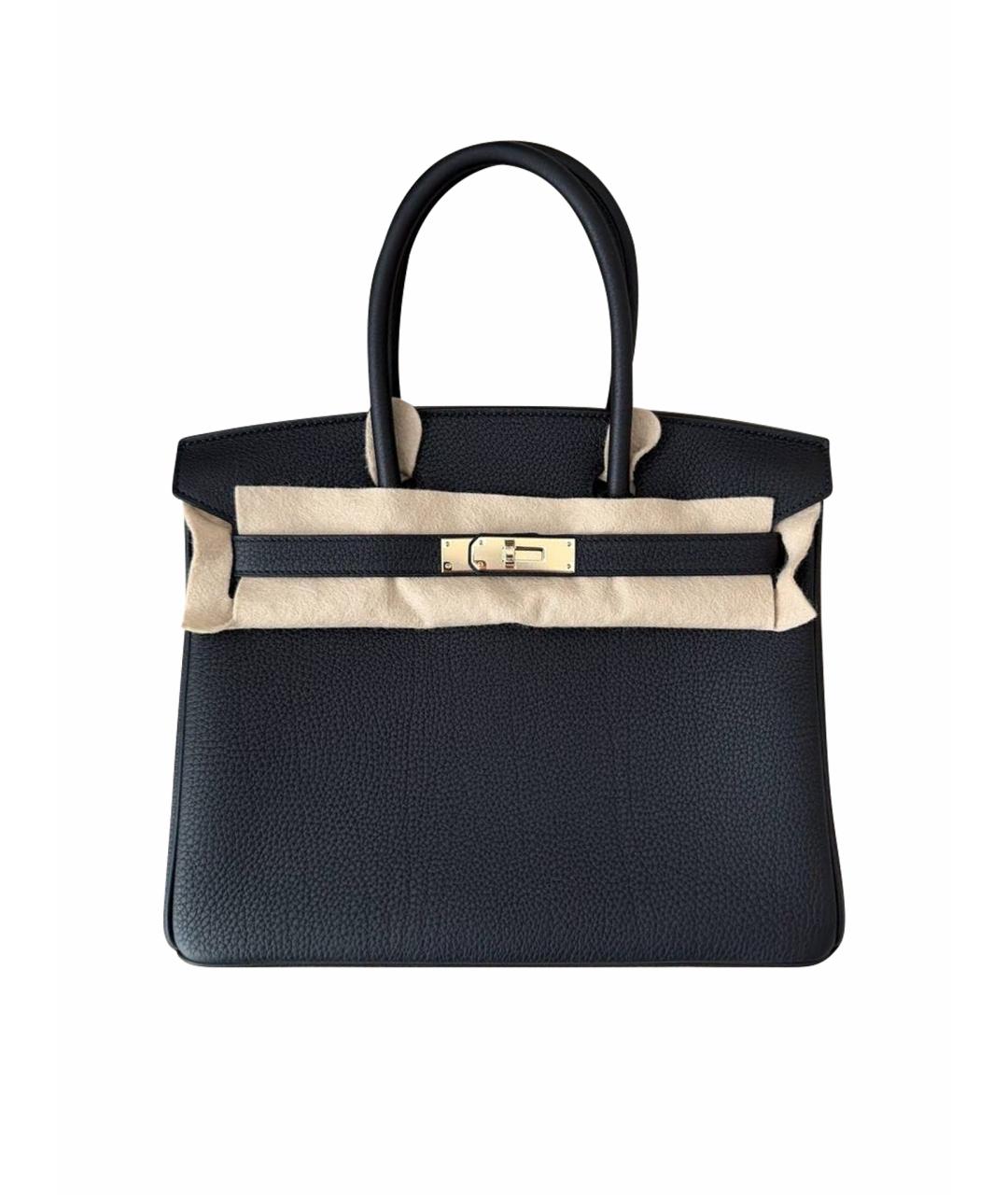 HERMES Черная кожаная сумка с короткими ручками, фото 1