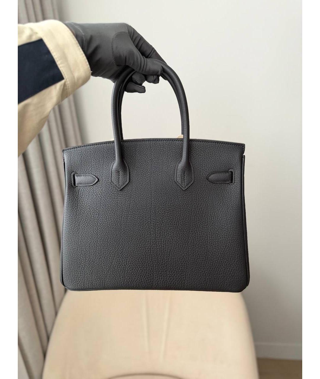 HERMES Черная кожаная сумка с короткими ручками, фото 4