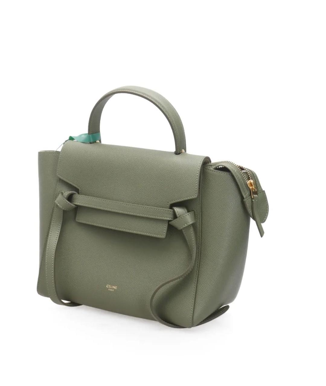 CELINE Хаки кожаная сумка через плечо, фото 2