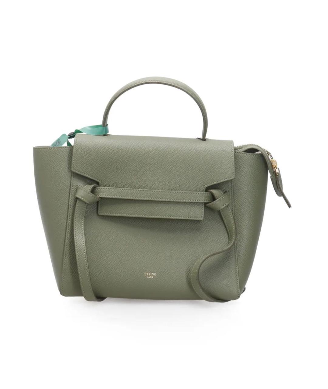CELINE Хаки кожаная сумка через плечо, фото 8