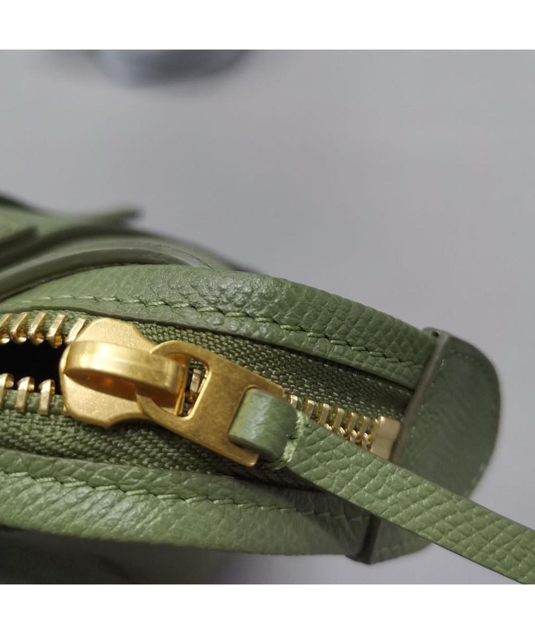 CELINE Хаки кожаная сумка через плечо, фото 6